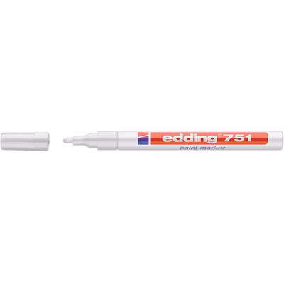 Immagine di Pennarello a vernice colore bianco EDDING PAINT MARKER 751 punta conica fine