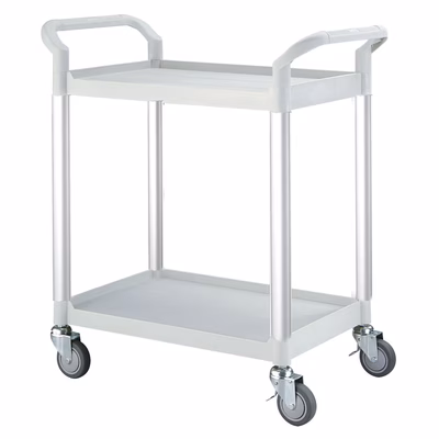 Immagine di Carrello MATADOR a 2 ripiani multifunzionale colore bianco e grigio dimensione 85X48X96 cm