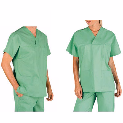 Immagine di Casacca unisex collo a v 100% cotone verdino XL