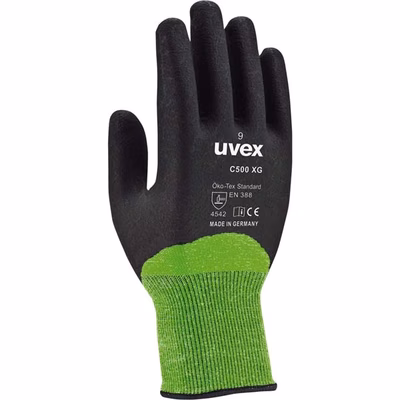 Immagine di Guanti UVEX C500 XG taglia 8 verde-nero - paio