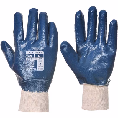 Immagine di Guanti in nitrile con polsino elasticizzato PORTWEST A300 colore blu navy taglia M - paio