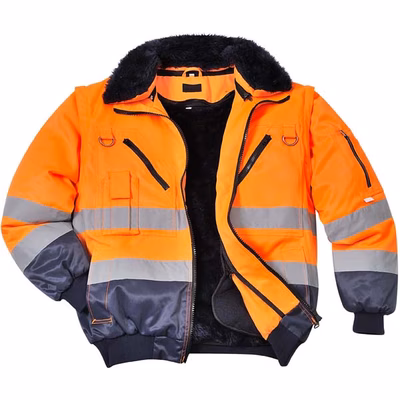 Immagine di Giacca alta visibilità 3 in 1 PORTWEST PILOT colore arancione/blu navy taglia XL