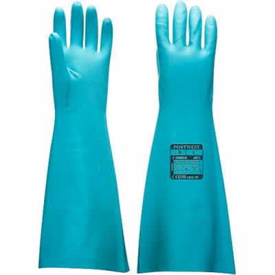 Immagine di Guanti di protezione in nitrile lunghezza extra PORTWEST A813 colore verde taglia XL - paio