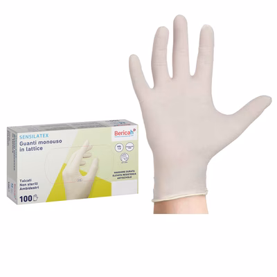 Immagine di Guanti monouso in lattice con polvere BERICAH Sensilatex colore bianco taglia S