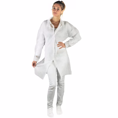 Immagine di Camice monouso da laboratorio in TNT 30g BERICAH BOTTONI colore bianco taglia XL