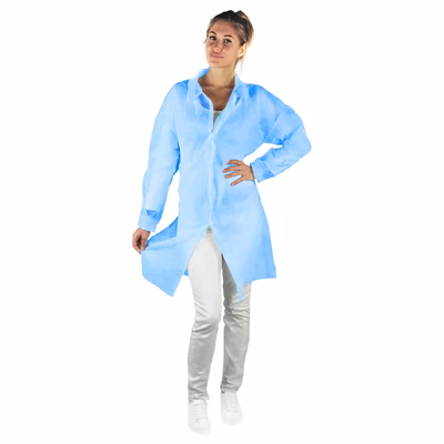 Immagine di Camice monouso da laboratorio in TNT 30g BERICAH BOTTONI colore azzurro taglia L