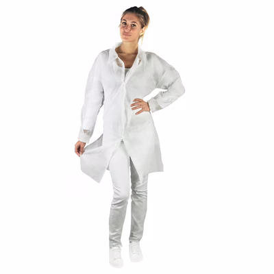 Immagine di Camice monouso da laboratorio in TNT 30g BERICAH VELCRO colore bianco taglia XXXL