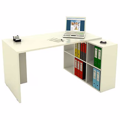 Immagine di Scrivania con libreria BRIDGE cm 140x104,1x72,4 bianca