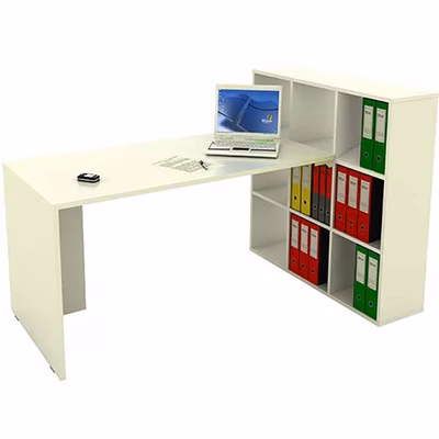Immagine di Scrivania con libreria BRIDGE cm 169,2x104,1x103,9 bianca