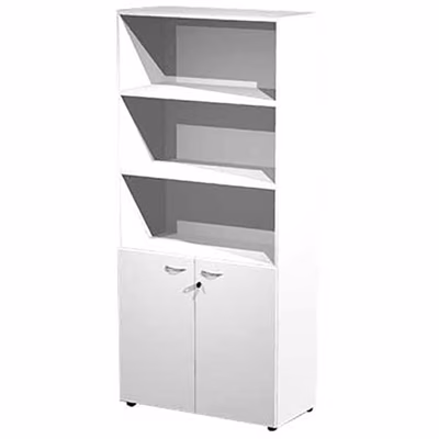 Immagine di Libreria c/ante battenti basse GUIT cm 90x46x200 bianco