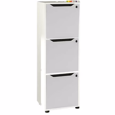 Immagine di Mobile MAILBOX 3 caselle cm 41x40x121,6 struttura bianca ante grigio alluminio