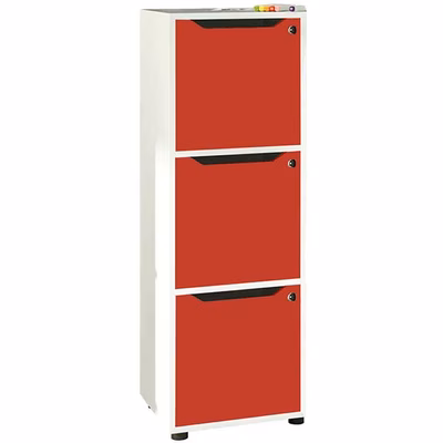 Immagine di Mobile MAILBOX 3 caselle cm 41x40x121,6 struttura bianca ante rosse