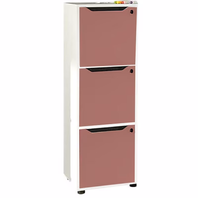 Immagine di Mobile MAILBOX 3 caselle cm 41x40x121,6 struttura bianca ante viola scarlatto