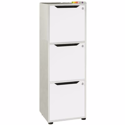 Immagine di Mobile MAILBOX 3 caselle cm 41x40x121,6 struttura grigio alluminio ante bianche