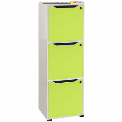 Immagine di Mobile MAILBOX 3 caselle cm 41x40x121,6 struttura grigio alluminio ante verde