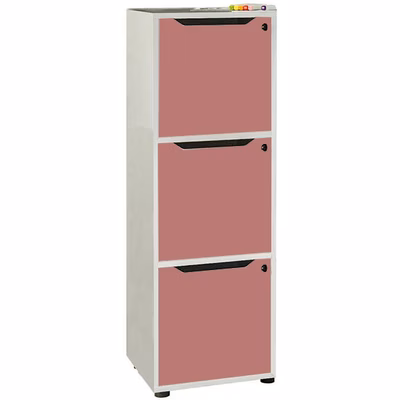 Immagine di Mobile MAILBOX 3 caselle cm 41x40x121,6 struttura grigio alluminio ante viola scarlatto