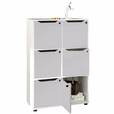 Immagine di Mobile MAILBOX 6 caselle cm 80x40x121,6 struttura bianca ante grigio alluminio