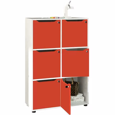 Immagine di Mobile MAILBOX 6 caselle cm 80x40x121,6 struttura bianca ante rosse