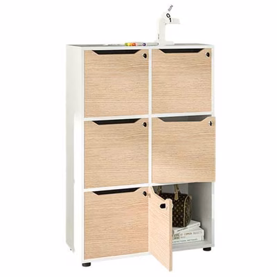 Immagine di Mobile MAILBOX 6 caselle cm 80x40x121,6 struttura bianca ante rovere ciaro