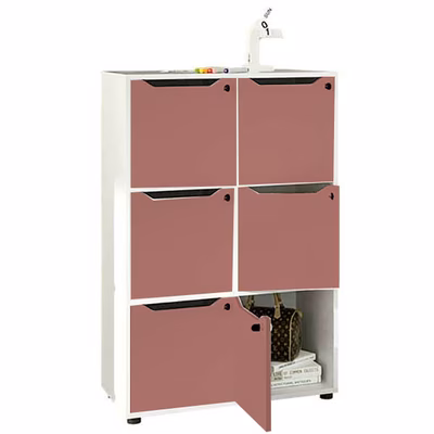 Immagine di Mobile MAILBOX 6 caselle cm 80x40x121,6 struttura bianca ante viola scarlatto