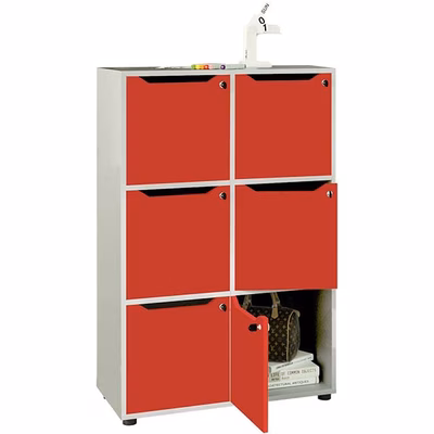 Immagine di Mobile MAILBOX 6 caselle cm 80x40x121,6 struttura grigio alluminio ante rosse