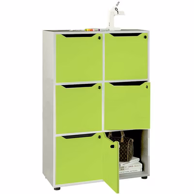 Immagine di Mobile MAILBOX 6 caselle cm 80x40x121,6 struttura grigio alluminio ante verde