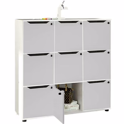 Immagine di Mobile MAILBOX 9 caselle cm 119x40x121,6 struttura bianca ante grigio alluminio
