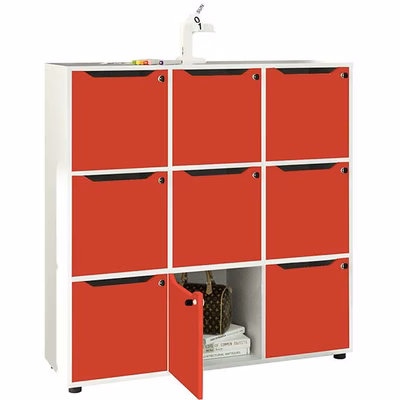 Immagine di Mobile MAILBOX 9 caselle cm 119x40x121,6 struttura bianca ante rosse