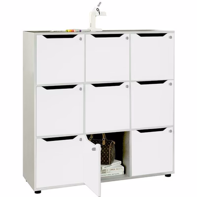 Immagine di Mobile MAILBOX 9 caselle cm 119x40x121,6 struttura grigio alluminio ante bianche