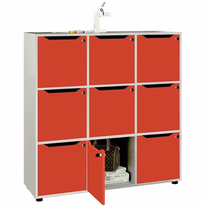 Immagine di Mobile MAILBOX 9 caselle cm 119x40x121,6 struttura grigio alluminio ante rosse