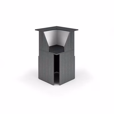 Immagine di Bancone reception angolo 90° WELCOME cm 76x76H117 nero venato frassino/bianco