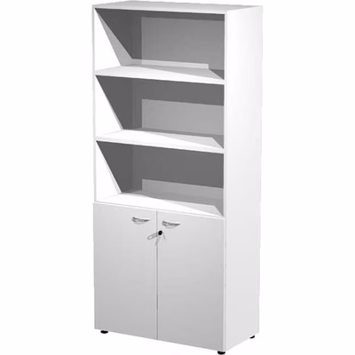 Immagine di Libreria alta c/ante basse WORK cm 90x46x200 bianco