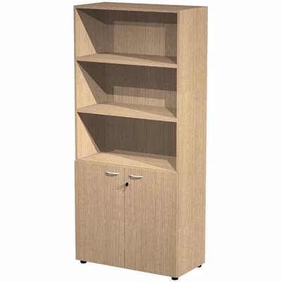 Immagine di Libreria alta c/ante basse WORK cm 90x46x200 rovere chiaro