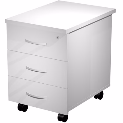 Immagine di Cassettiera su ruote 3 cassetti c/serratura WORK cm 44x60x60 bianco