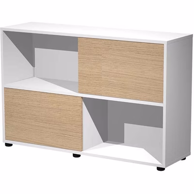 Immagine di Libreria TETRIS 2 ante cm 120x35,5x79 struttura bianco cera ante rovere chiaro