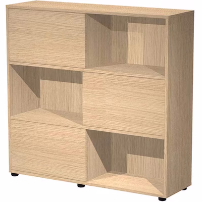 Immagine di Libreria TETRIS 3 ante cm 120x35,5x116 struttura bianco cera ante rovere chiaro