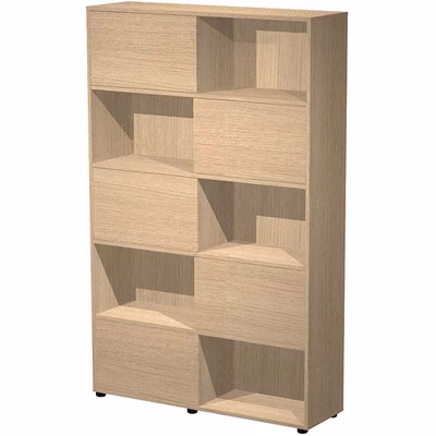 Immagine di Libreria TETRIS 5 ante cm 120x35,5x190 struttura bianco cera ante rovere chiaro