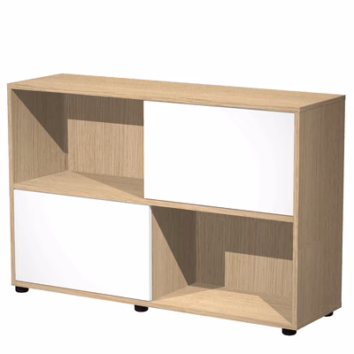 Immagine di Libreria TETRIS 2 ante cm 120x35,5x79 struttura rovere chiaro ante bianco cera