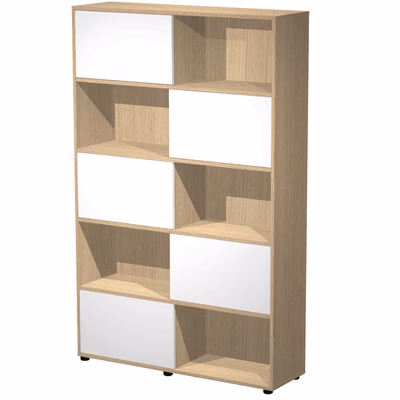 Immagine di Libreria TETRIS 5 ante cm 120x35,5x190 struttura rovere chiaro ante bianco cera