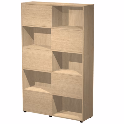 Immagine di Libreria TETRIS 5 ante cm 120x35,5x190 struttura rovere chiaro ante rovere chiaro