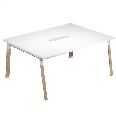 Immagine di Tavolo riunioni WORK cm 160x120x75 gamba legno piano bianco