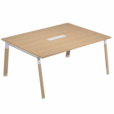 Immagine di Tavolo riunioni WORK cm 160x120x75 gamba legno piano rovere chiaro