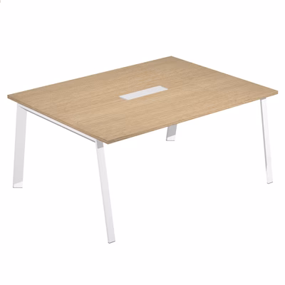 Immagine di Tavolo riunioni WORK cm 160x120x75 gamba metallica piano rovere chiaro