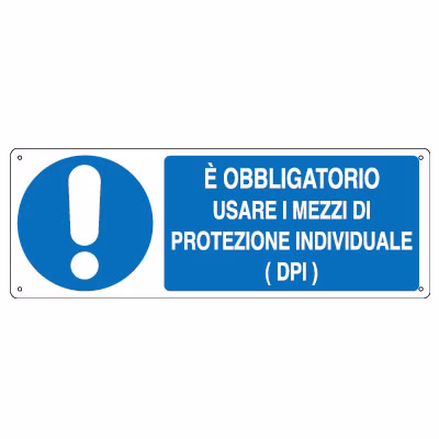 Immagine di Cartello alluminio 35x12,5 - obbligo utilizzo dpi