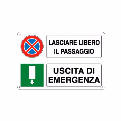Immagine di Cartello alluminio 30x20 - lasc.lib.pass. + usc.emer.
