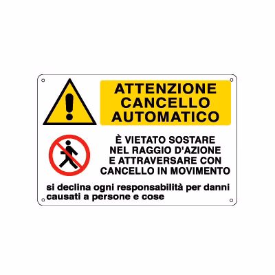 Immagine di Cartello alluminio 30x20 - attenz. cancello automat.