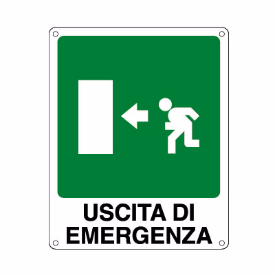 Immagine di Cartello alluminio 25x31 - uscita di emergenza sx