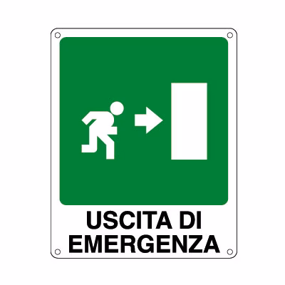 Immagine di Cartello alluminio 25x31 - uscita di emergenza dx