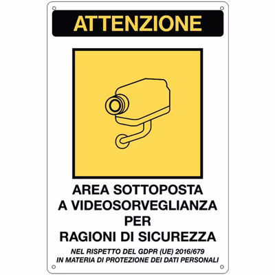 Immagine di Cartello alluminio 20x30 - att.ne area videosorvegliata
