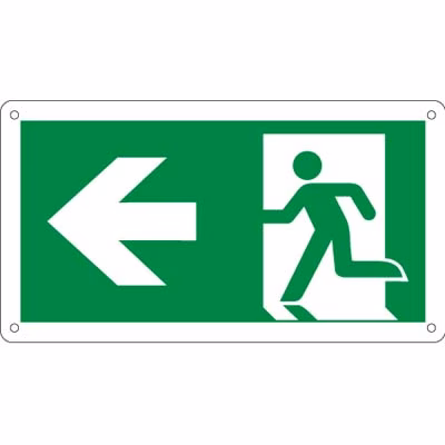Immagine di Cartello alluminio 22x12 - usc. emer. frec. sx